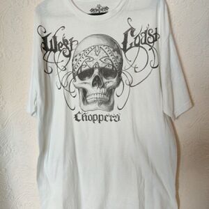 Vintage 90s West Coast Choppers Men XL White Skull Tee Jesse James Motorcycles